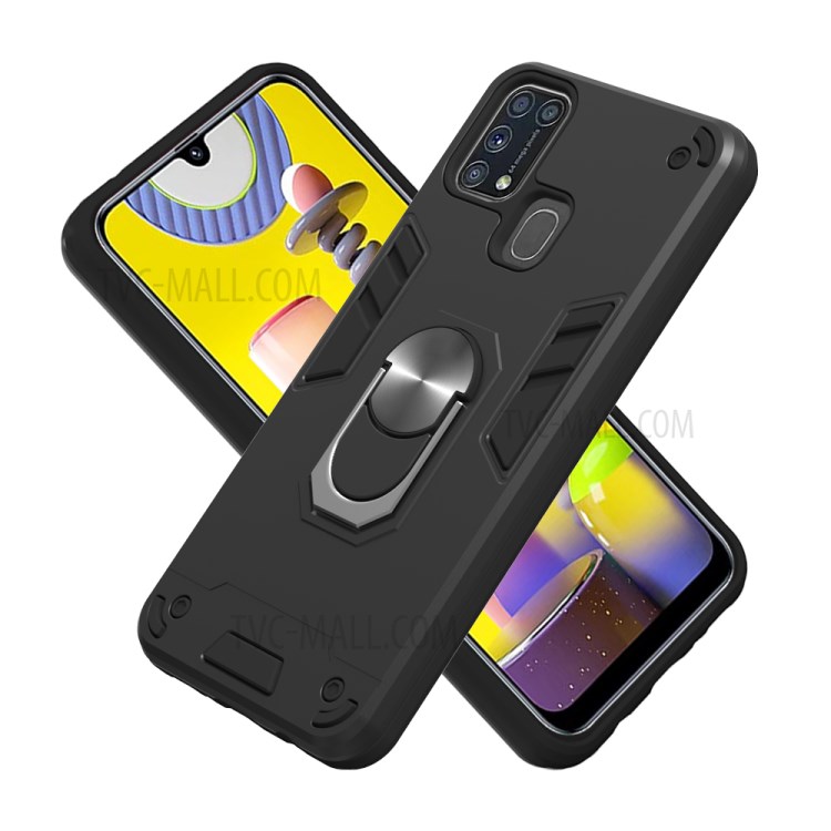PC + TPU with Rotating Kickstand Case for Samsung Galaxy M31 - Black-2