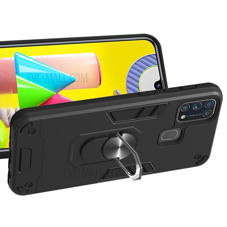 PC + TPU with Rotating Kickstand Case for Samsung Galaxy M31 - Black-3