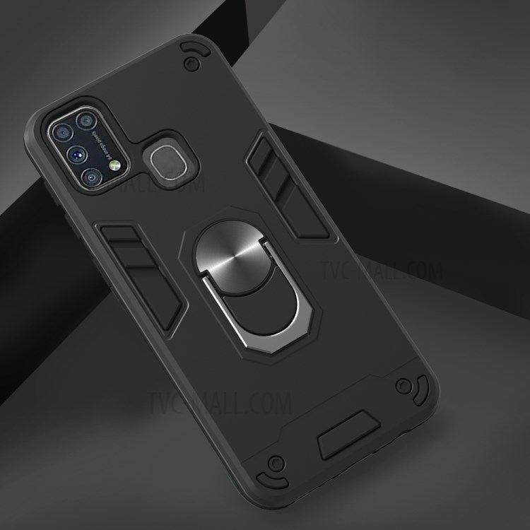 PC + TPU with Rotating Kickstand Case for Samsung Galaxy M31 - Black-4
