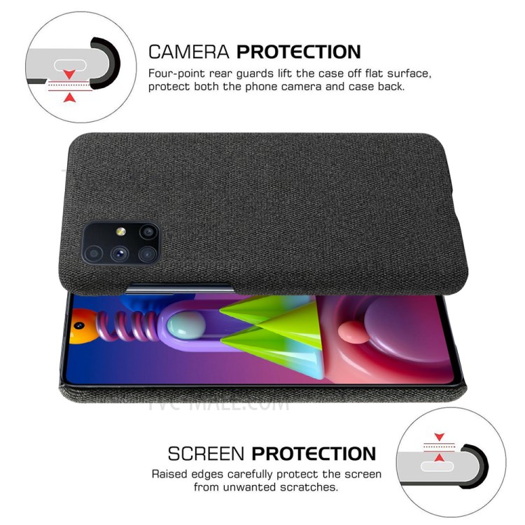 Cloth Texture Hard PC Protective Case for Samsung Galaxy M51 - Black-5