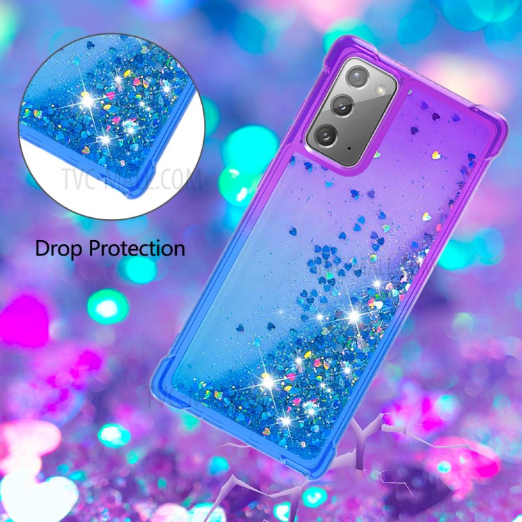 Shockproof Gradient Glitter Powder Quicksand TPU Shell for Samsung Galaxy Note 20/Note 20 5G - Purple / Blue-5