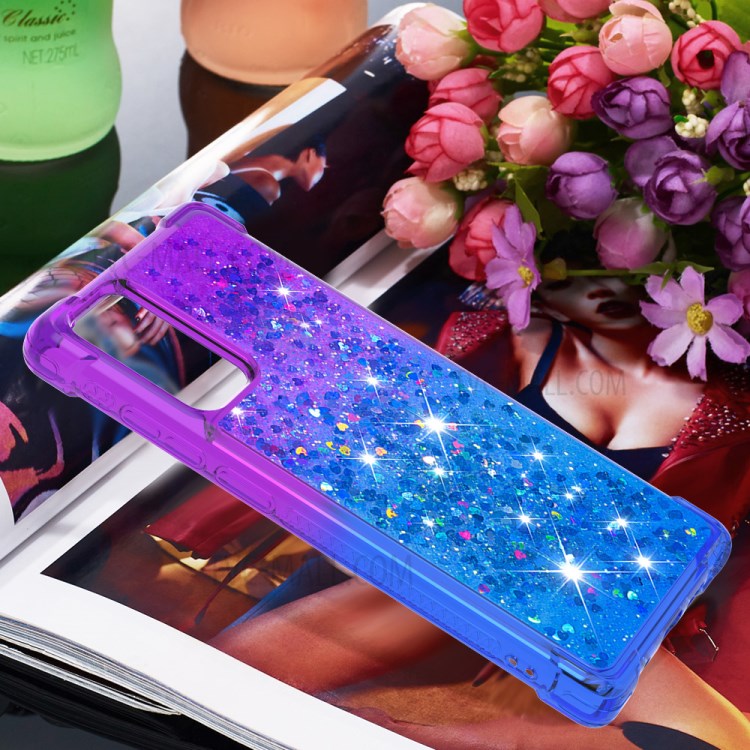 Shockproof Gradient Glitter Powder Quicksand TPU Shell for Samsung Galaxy Note 20/Note 20 5G - Purple / Blue-7