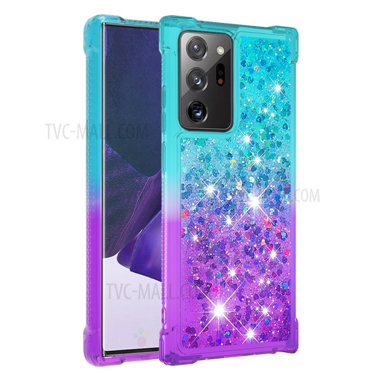 Shockproof Gradient Glitter Powder Quicksand TPU Phone Casing for Samsung Galaxy Note 20/Note 20 5G - Cyan / Purple-3