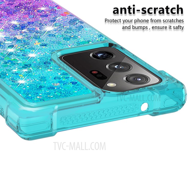 Shockproof Gradient Glitter Powder Quicksand TPU Phone Casing for Samsung Galaxy Note 20/Note 20 5G - Cyan / Purple-4