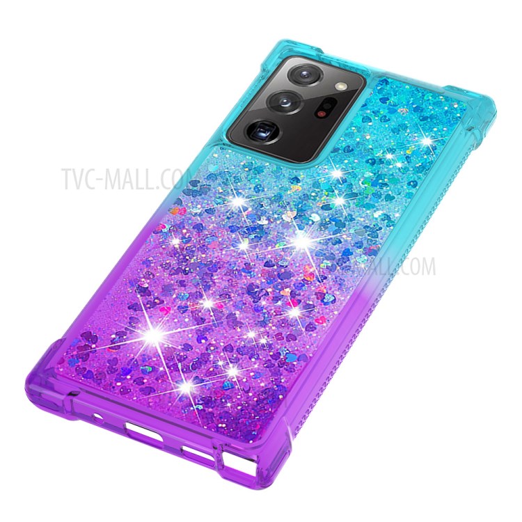 Shockproof Gradient Glitter Powder Quicksand TPU Phone Casing for Samsung Galaxy Note 20/Note 20 5G - Cyan / Purple-6