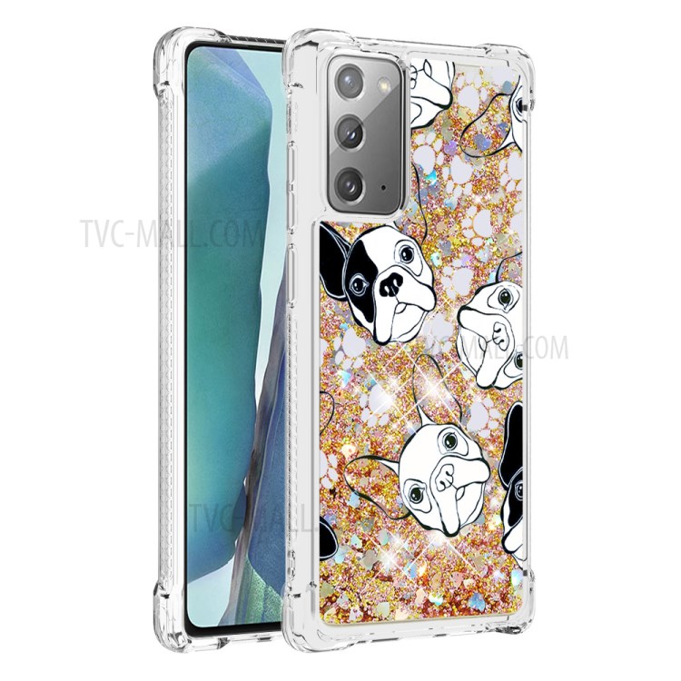 Liquid Glitter Powder Patterned Quicksand Shockproof TPU Back Case for Samsung Galaxy Note 20 5G / Galaxy Note 20 - Dog-3