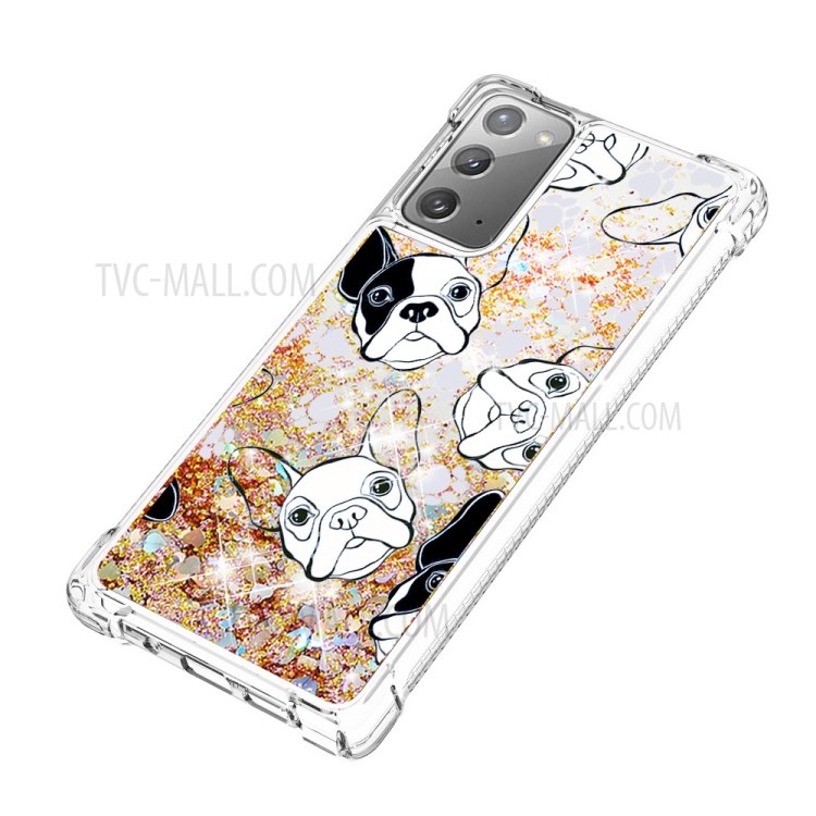 Liquid Glitter Powder Patterned Quicksand Shockproof TPU Back Case for Samsung Galaxy Note 20 5G / Galaxy Note 20 - Dog-6