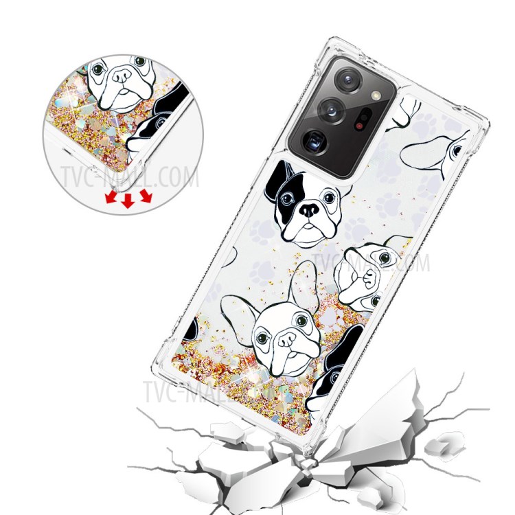 Liquid Glitter Powder Patterned Quicksand Shockproof TPU Back Case for Samsung Galaxy Note20 Ultra 5G / Galaxy Note20 Ultra - Dog-5