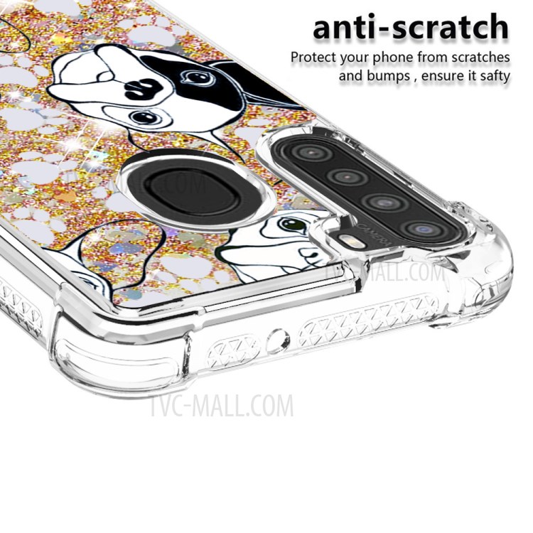 Patterned Quicksand Shockproof TPU Protector Shell for Samsung Galaxy A21 (US Version) - Dog-4