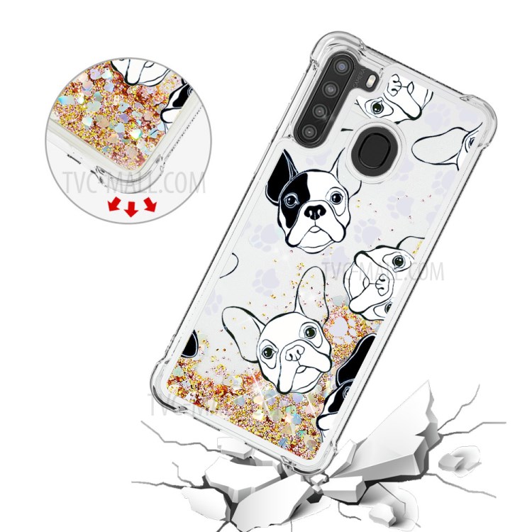 Patterned Quicksand Shockproof TPU Protector Shell for Samsung Galaxy A21 (US Version) - Dog-5