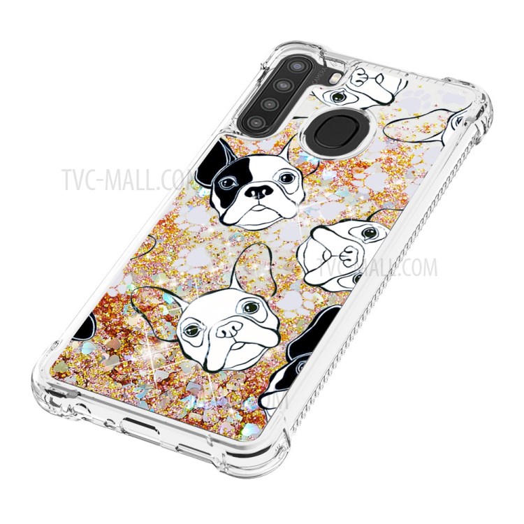 Patterned Quicksand Shockproof TPU Protector Shell for Samsung Galaxy A21 (US Version) - Dog-6