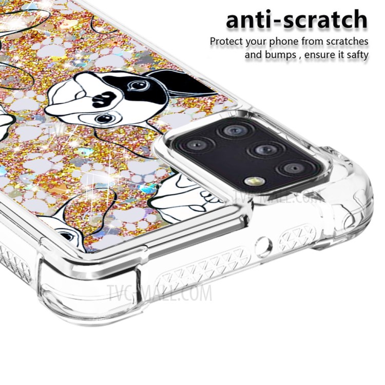 Liquid Glitter Powder Patterned Quicksand Shockproof TPU Back Case for Samsung Galaxy A31 - Dog-4