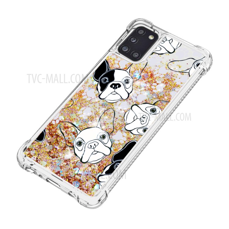 Liquid Glitter Powder Patterned Quicksand Shockproof TPU Back Case for Samsung Galaxy A31 - Dog-6