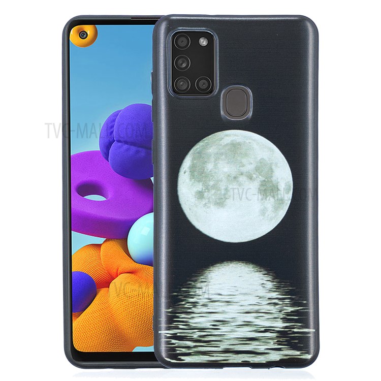 Pattern Printing Matte TPU Back Case for Samsung Galaxy A21s - Moon-2