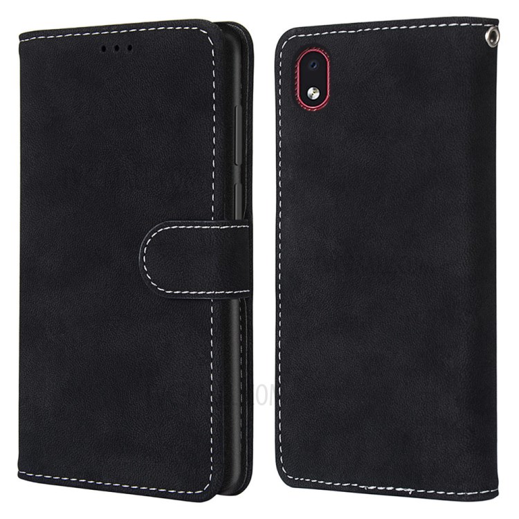 Retro Matte Surface Leather Shell for Samsung Galaxy A01 Core - Black-2