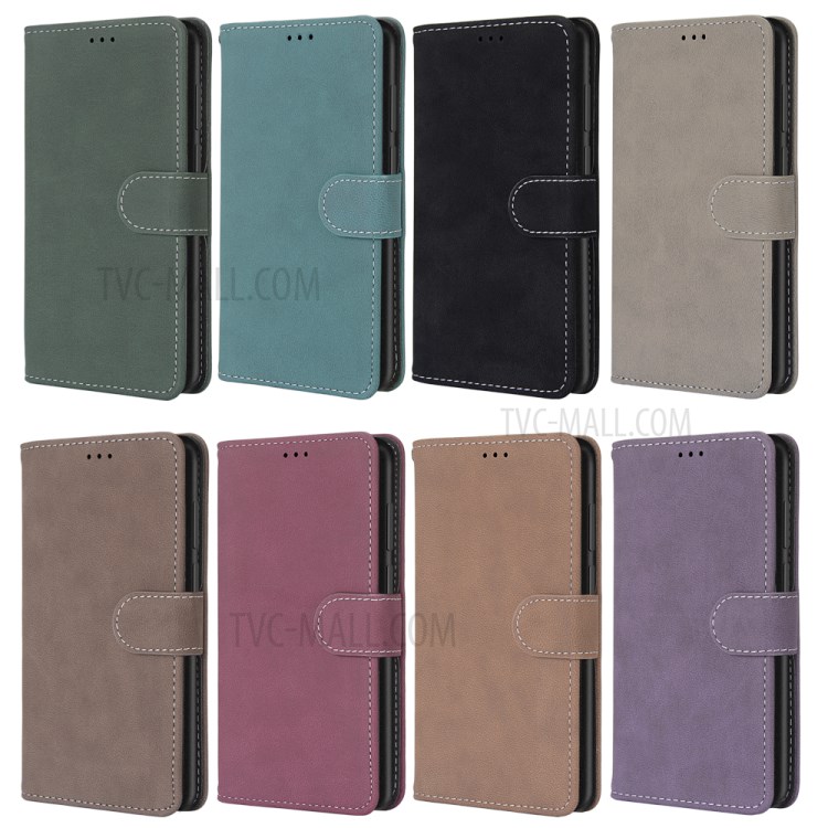 Retro Matte Surface Leather Shell for Samsung Galaxy A01 Core - Black-7