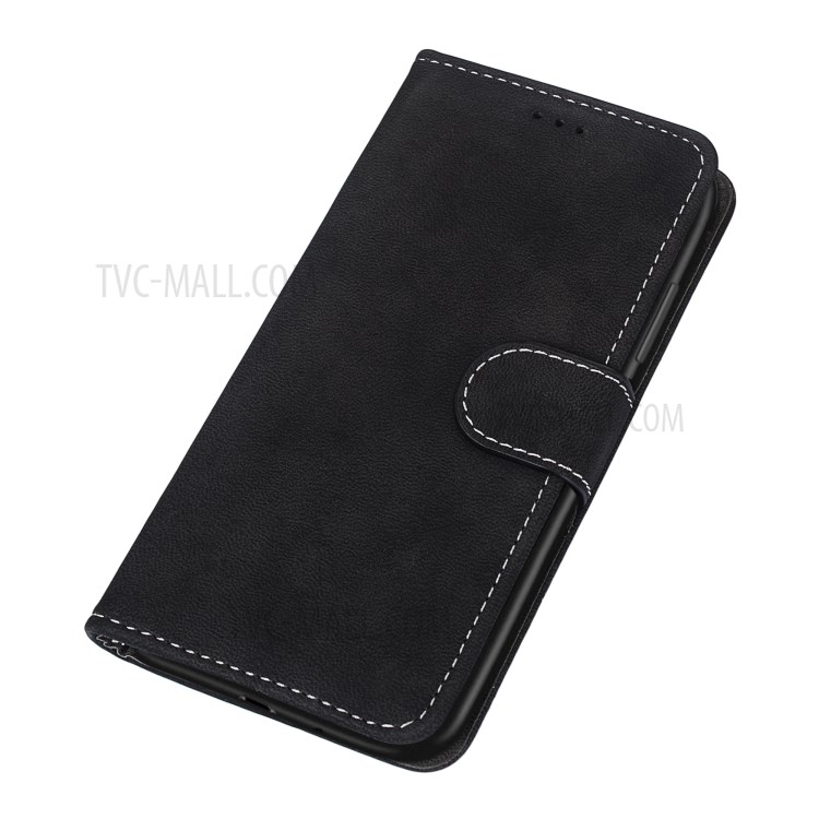 With 3 Card Slots Retro Matte Leather Shell for Samsung Galaxy M51 - Black-6