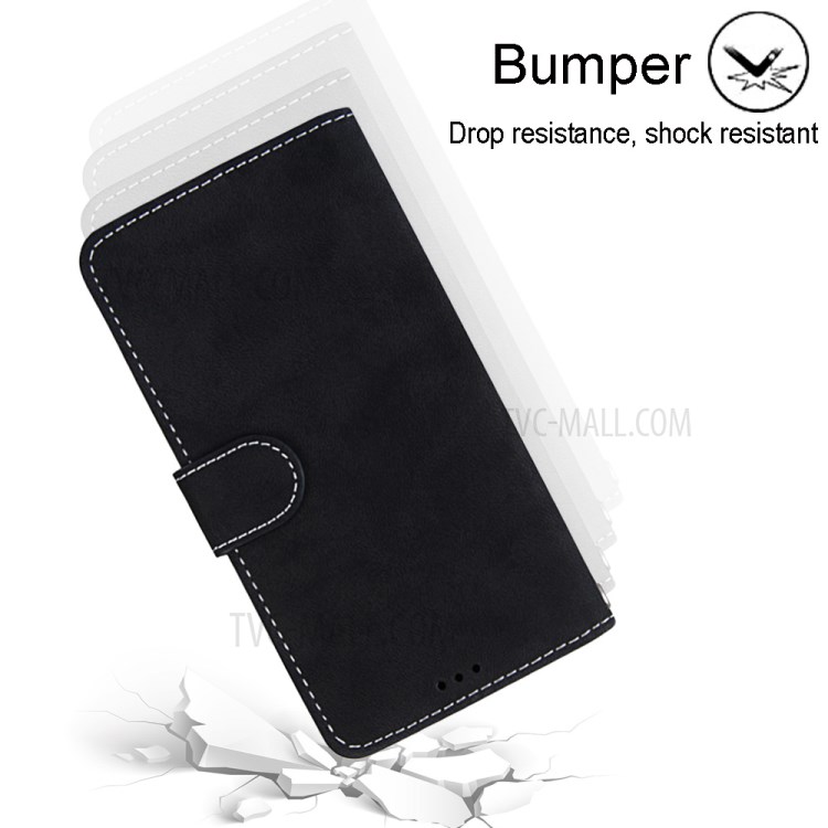 With 3 Card Slots Retro Matte Leather Shell for Samsung Galaxy M51 - Black-9