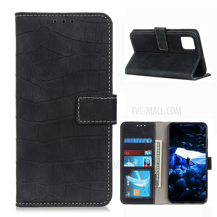 Crocodile Texture PU Leather TPU Unique Cover for Samsung Galaxy M51 - Black-1