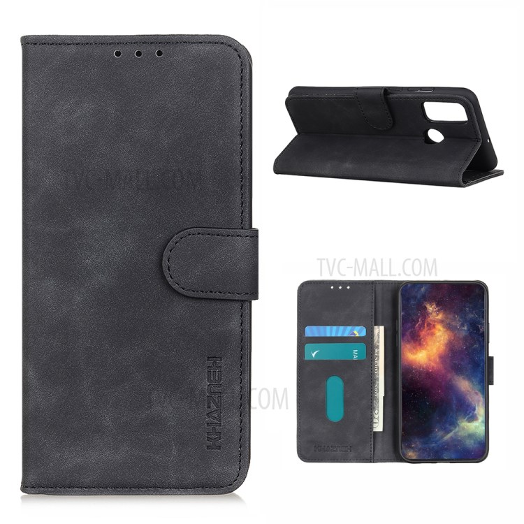 KHAZNEH Retro Leather with Wallet Mobile Phone Cover for Samsung Galaxy M51 - Black-1