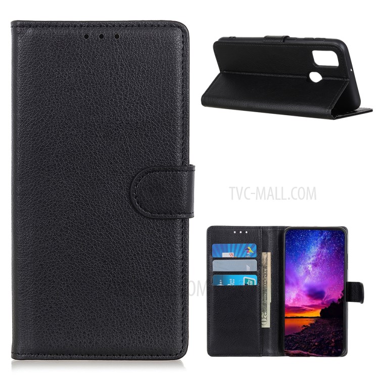 Litchi Texture Leather Cover for Samsung Galaxy M51 - Black-1