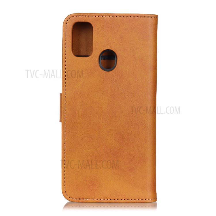 Matte Skin Leather Wallet Shell for Samsung Galaxy M51 - Brown-3