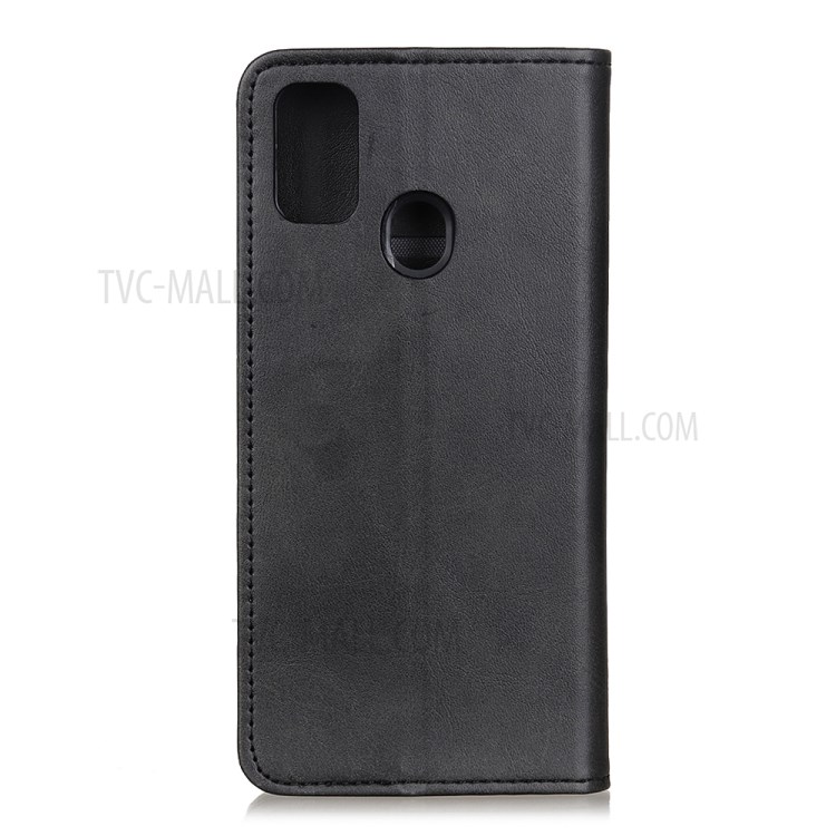 Auto-absorbed Split Leather Wallet Case for Samsung Galaxy M51 - Black-3