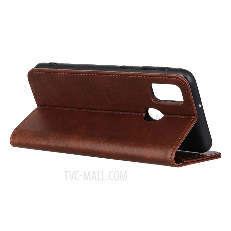 Auto-absorbed Split Leather Wallet Case for Samsung Galaxy M51 - Coffee-5