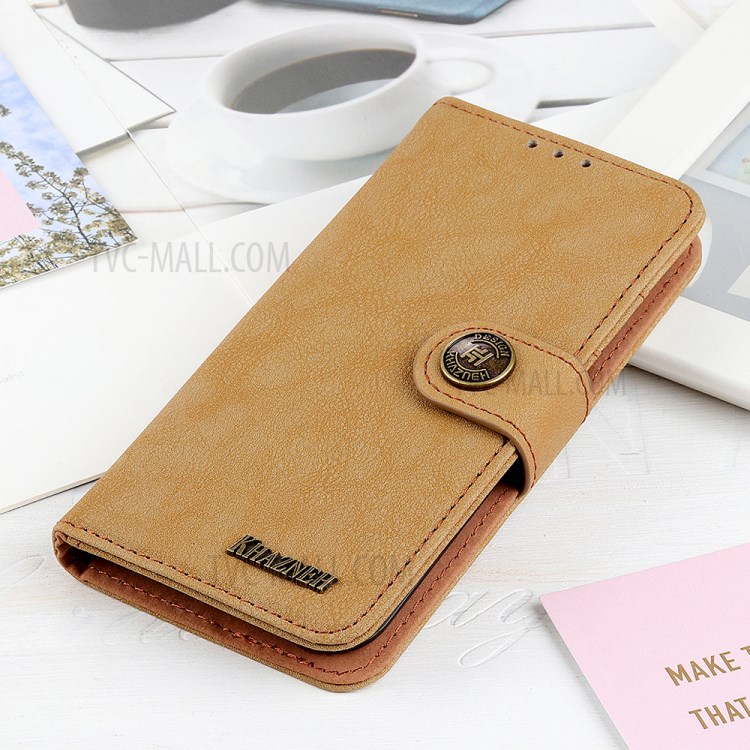 KHAZNEH Vintage Style Wallet Leather Stand Case for Samsung Galaxy M51 - Khaki-10
