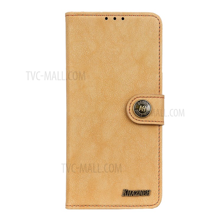 KHAZNEH Vintage Style Wallet Leather Stand Case for Samsung Galaxy M51 - Khaki-2