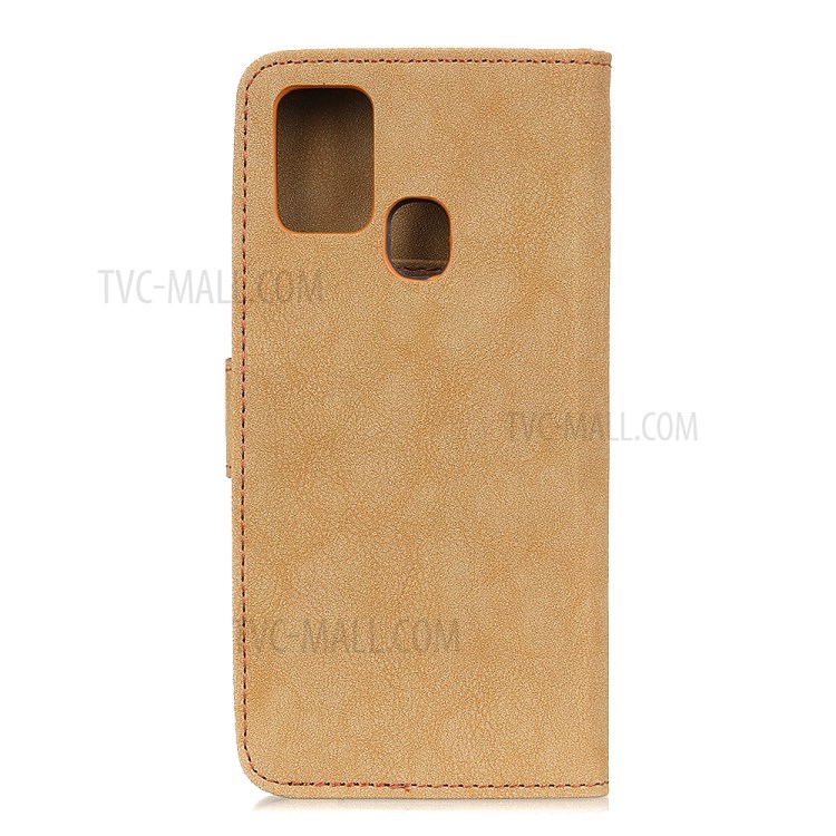 KHAZNEH Vintage Style Wallet Leather Stand Case for Samsung Galaxy M51 - Khaki-3