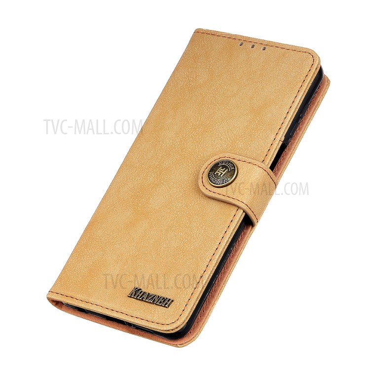 KHAZNEH Vintage Style Wallet Leather Stand Case for Samsung Galaxy M51 - Khaki-7