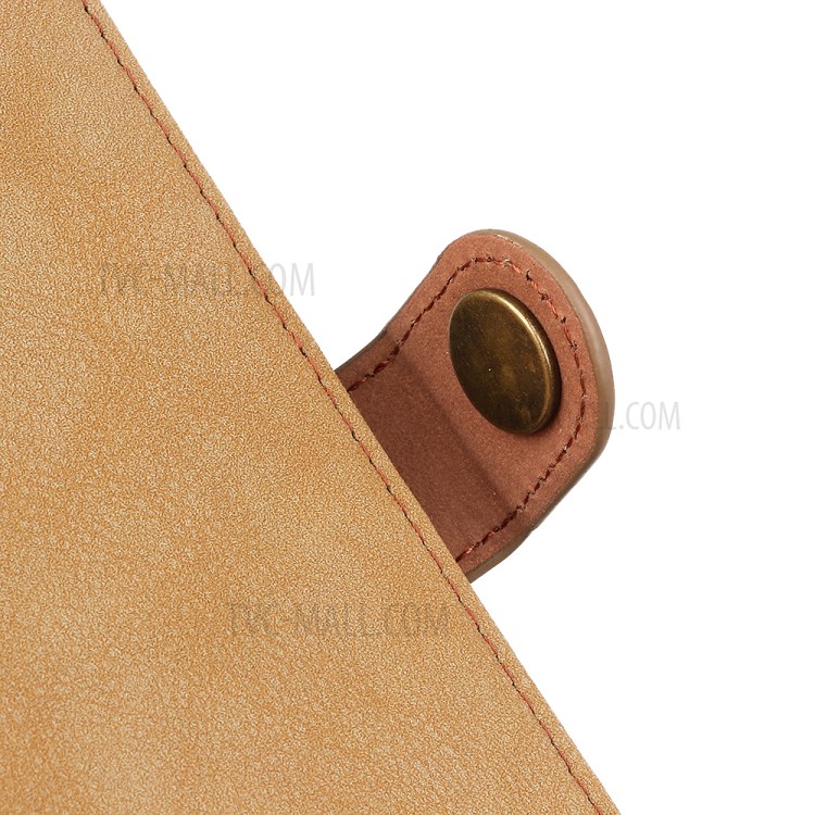 KHAZNEH Vintage Style Wallet Leather Stand Case for Samsung Galaxy M51 - Khaki-8