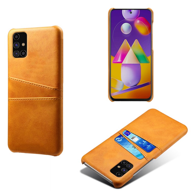 KSQ PU Leather Coated PC Cover with Double Card Slots for Samsung Galaxy M31s - Brown-1