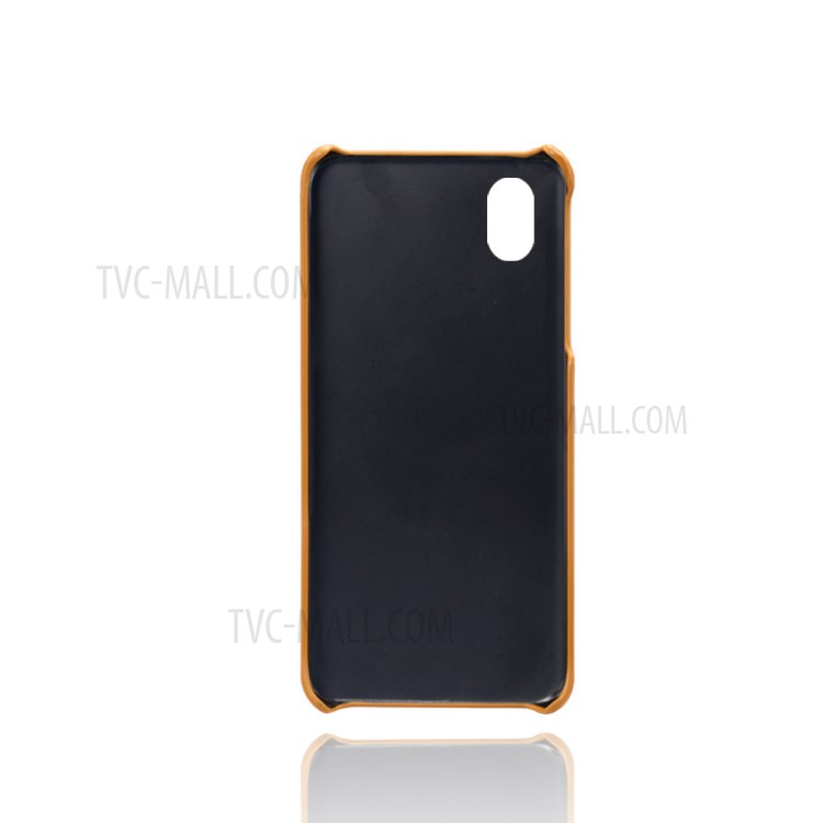 KSQ PU Leather Coated Plastic Shell with Double Card Slots for Samsung Galaxy M01 Core - Brown-5