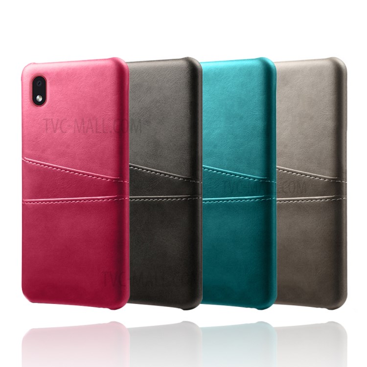 KSQ PU Leather Coated Plastic Shell with Double Card Slots for Samsung Galaxy M01 Core - Brown-6
