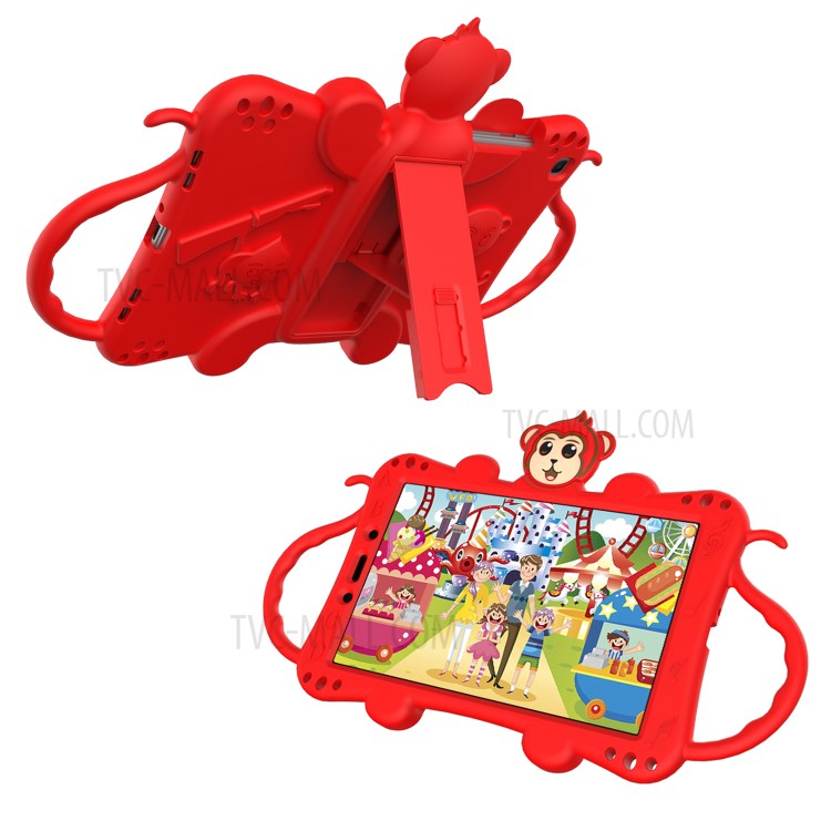 Monkey Style Silicone Kickstand Tablet Cover with Shoulder Strap for Samsung Galaxy Tab A 8.0 Wi-Fi (2019) SM-T290 - Red-1