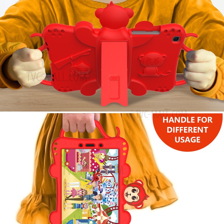 Monkey Style Silicone Kickstand Tablet Cover with Shoulder Strap for Samsung Galaxy Tab A 8.0 Wi-Fi (2019) SM-T290 - Red-4