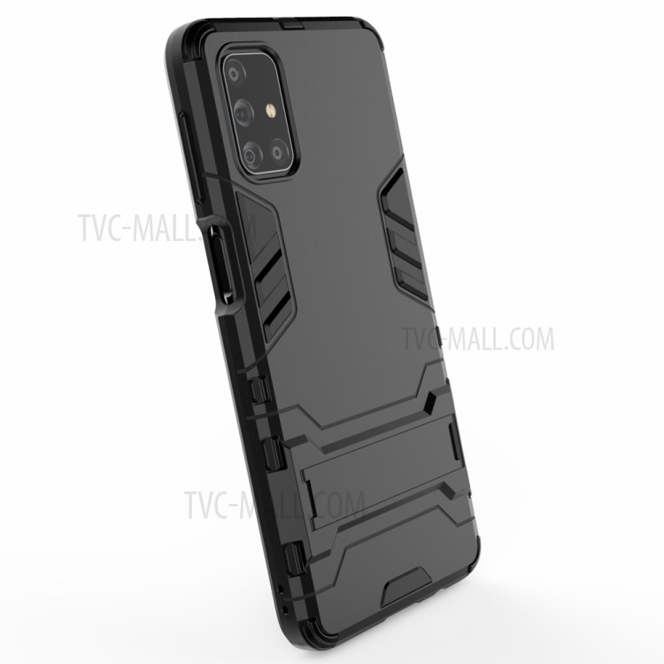 Plastic + TPU Hybrid Case with Kickstand for Samsung Galaxy M31s - Black-4