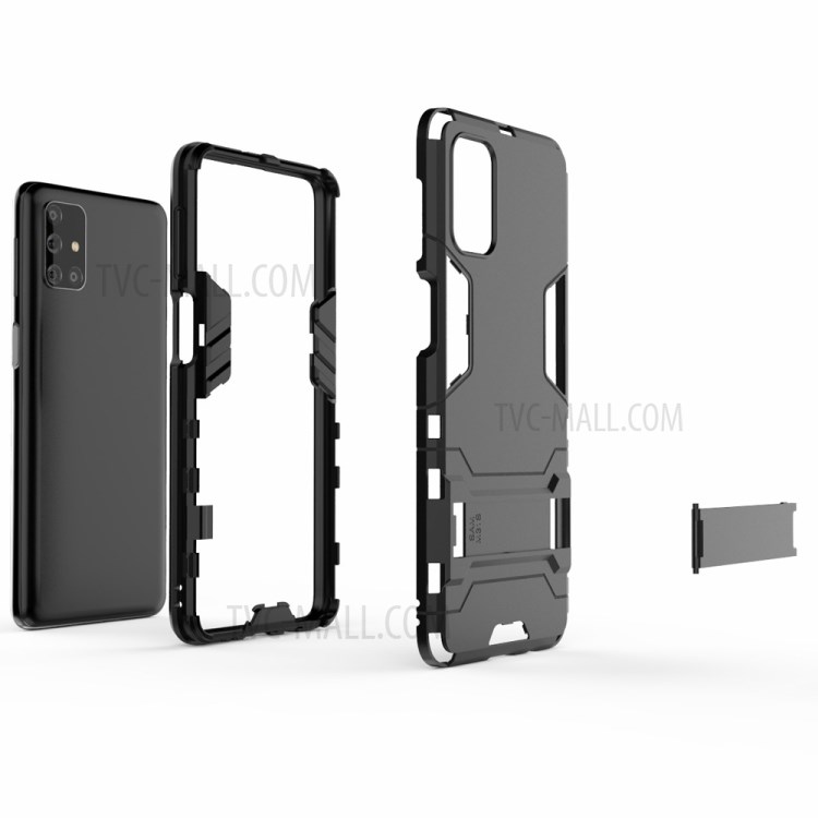 Plastic + TPU Hybrid Case with Kickstand for Samsung Galaxy M31s - Black-7