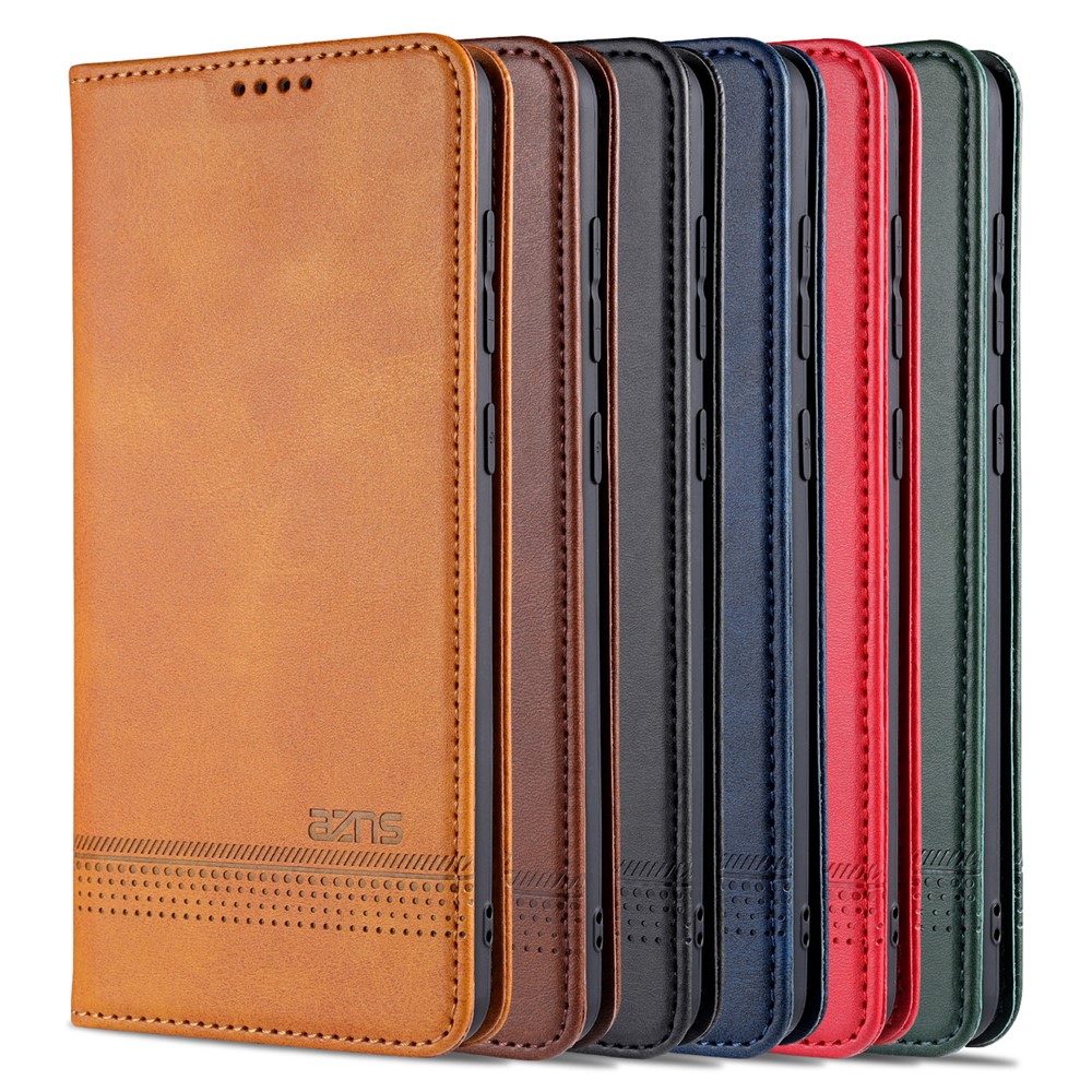 AZNS Auto-absorbed Leather Wallet Cover for Samsung Galaxy A21s - Brown-10