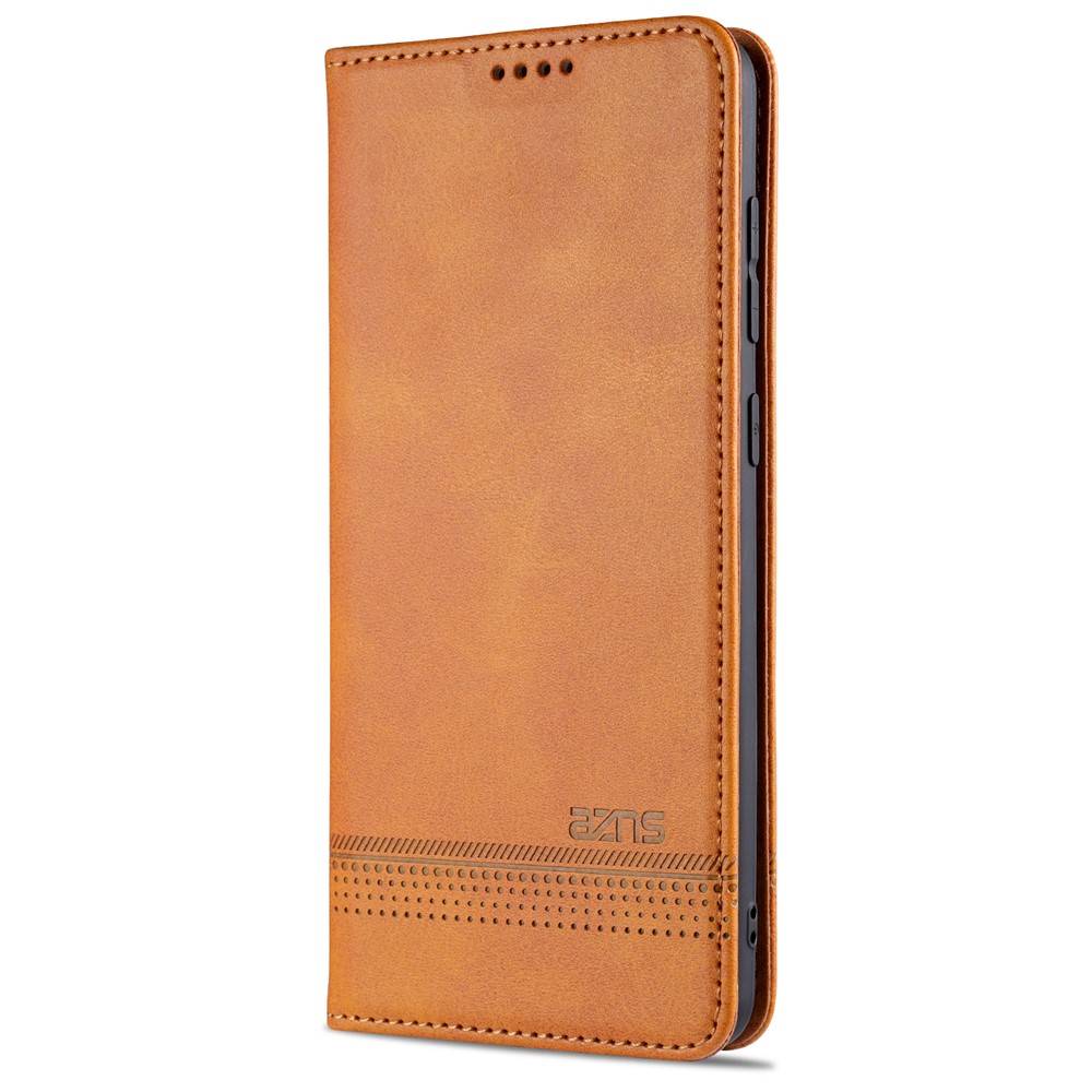 AZNS Auto-absorbed Leather Wallet Cover for Samsung Galaxy A21s - Brown-2