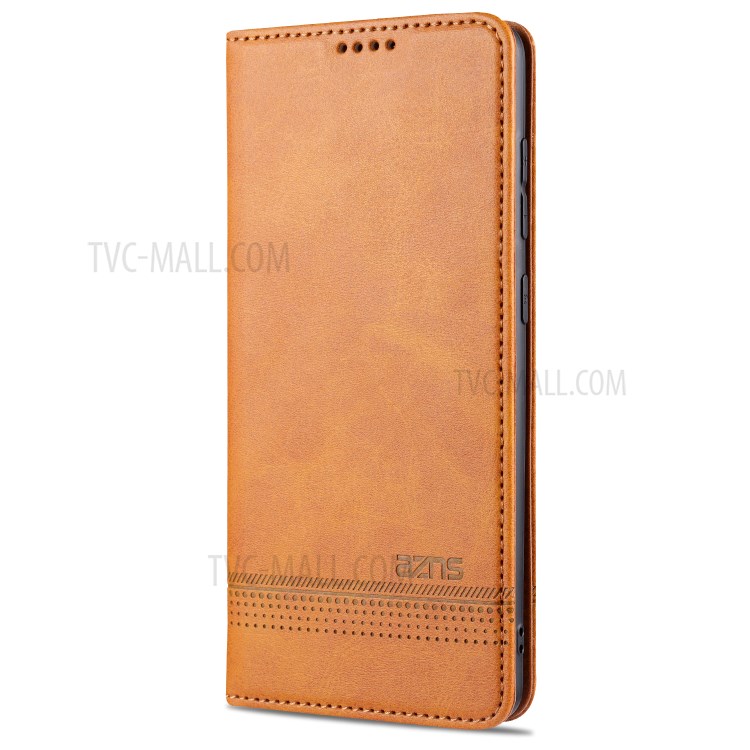 AZNS Auto-absorbed Leather Wallet Case Cover for Samsung Galaxy A31 - Brown-2