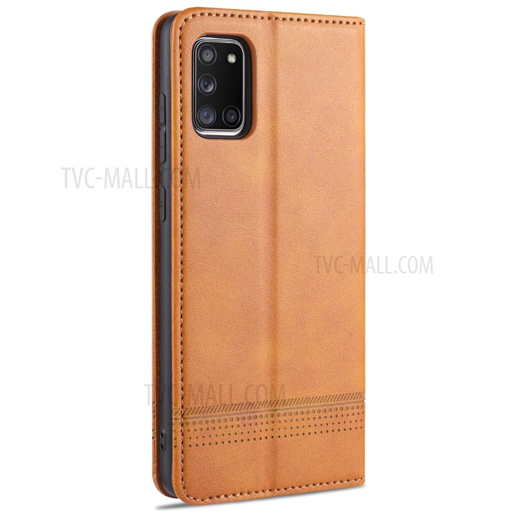 AZNS Auto-absorbed Leather Wallet Case Cover for Samsung Galaxy A31 - Brown-3