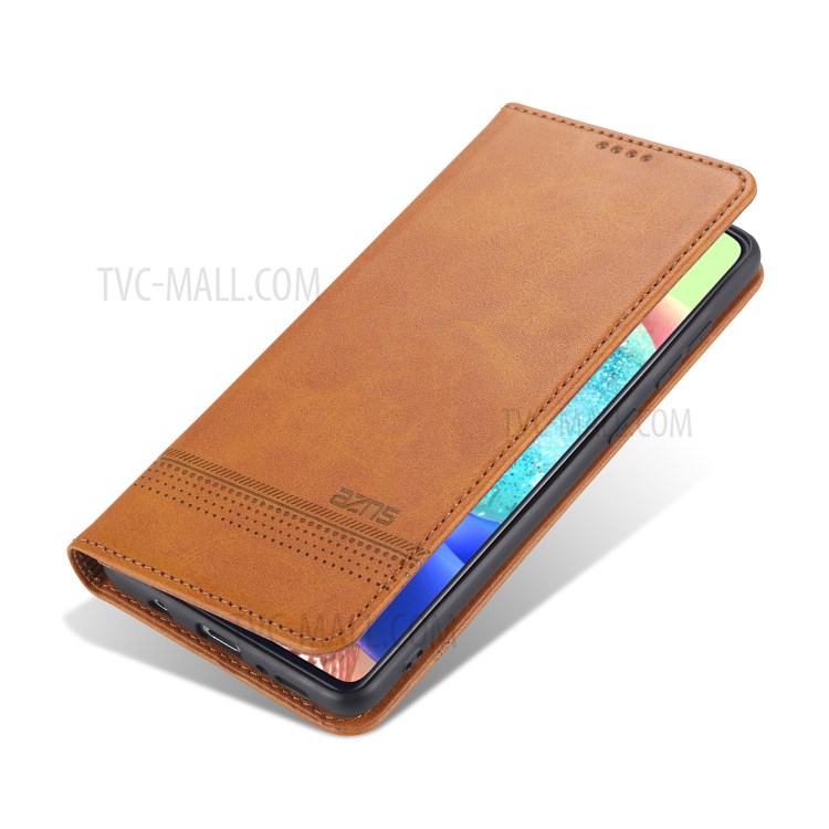 AZNS Auto-absorbed Leather Wallet Case Cover for Samsung Galaxy A31 - Brown-4