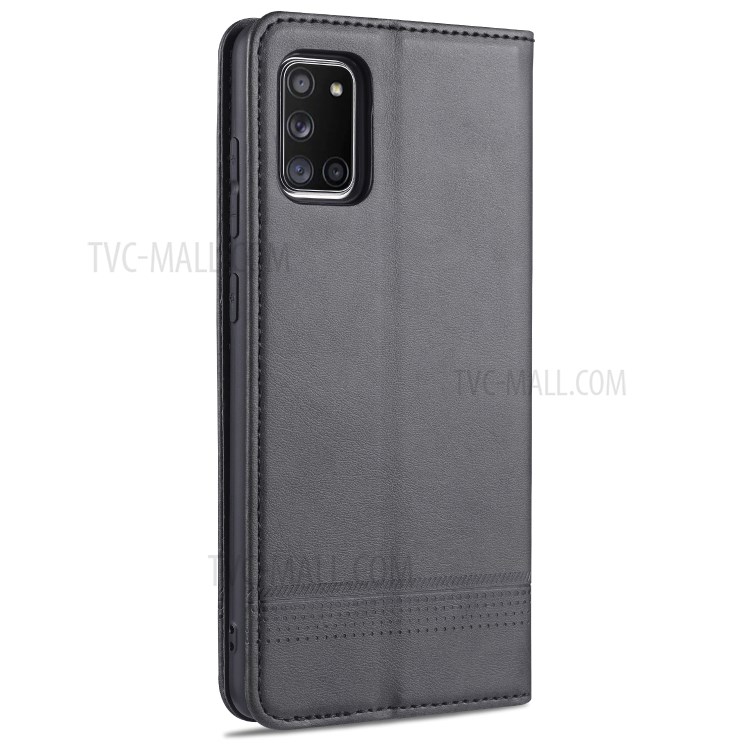 AZNS Auto-absorbed Leather Wallet Case Cover for Samsung Galaxy A31 - Black-3