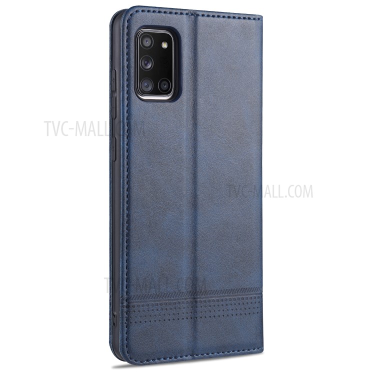 AZNS Auto-absorbed Leather Wallet Case Cover for Samsung Galaxy A31 - Blue-3