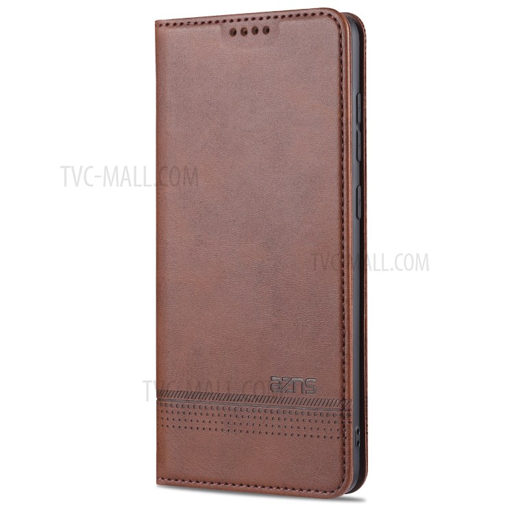 AZNS Auto-absorbed Leather Wallet Case Cover for Samsung Galaxy A31 - Coffee-2