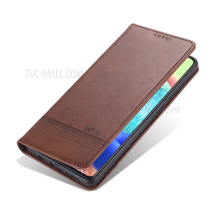 AZNS Auto-absorbed Leather Wallet Case Cover for Samsung Galaxy A31 - Coffee-4