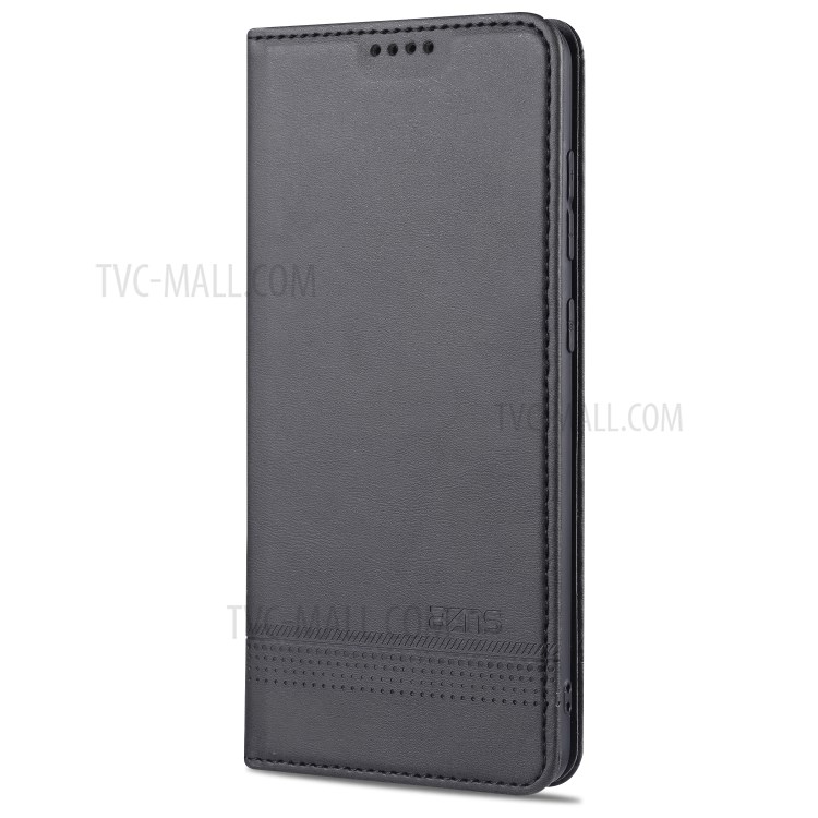 AZNS Auto-absorbed Leather Wallet Shell Case for Samsung Galaxy A71 SM-A715 - Black-2
